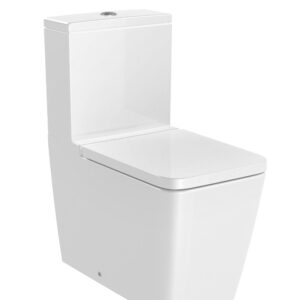 Square – Taza Roca Rimless® adosada a pared con salida dual para inodoro de tanque bajo