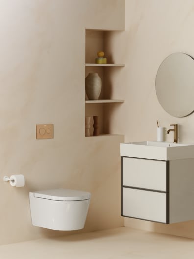 Round – Taza Roca Rimless® suspendida compacta