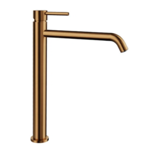 Grifo monomando de lavabo caño alto SIRIO – Cobre PVD cepillado