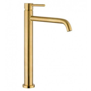 Grifo monomando de lavabo caño alto SIRIO – Oro PVD cepillado