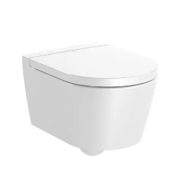 Round - Inodoro suspendido compacto Roca Rimless® con salida horizontal (incluye taza y tapa amortiguada)